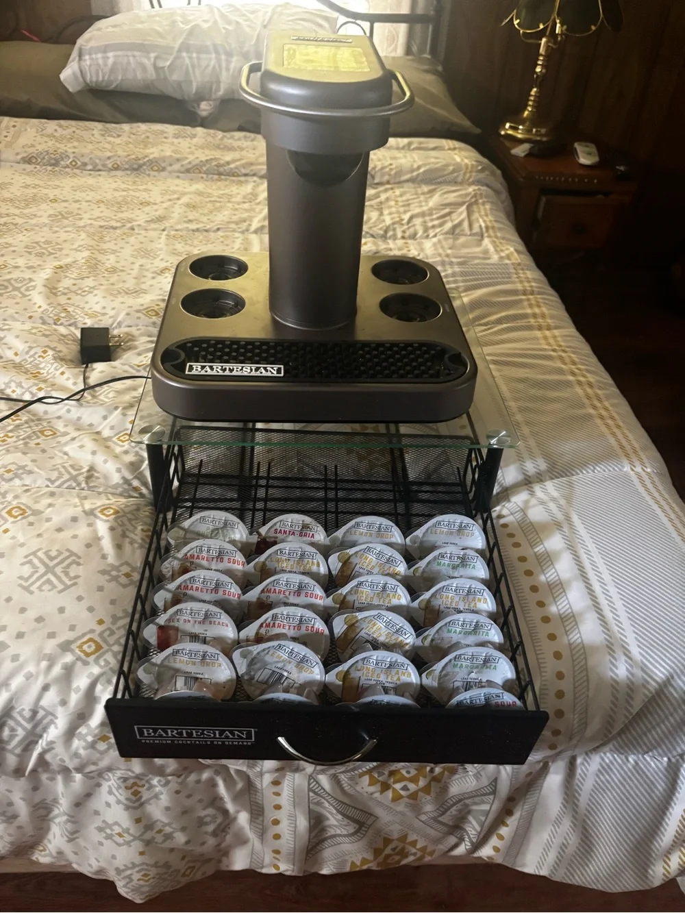 Bartesian Cocktail Machine, capsule storage drawer and pods- Metallic Brown